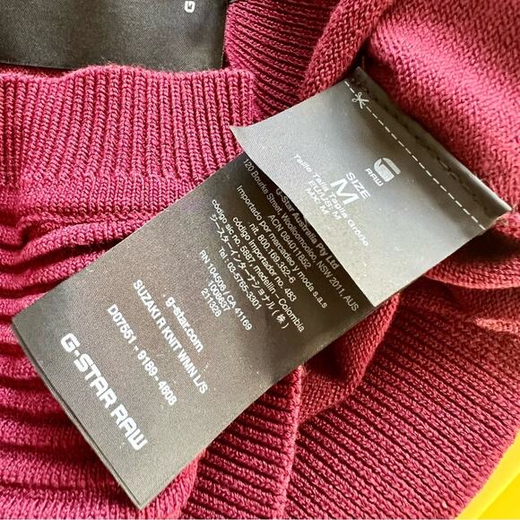 NWT G-STAR Suzaki Knit Crew Neck Pullover Sweater Chunky Red Top Sweatshirt M - Picture 12 of 14